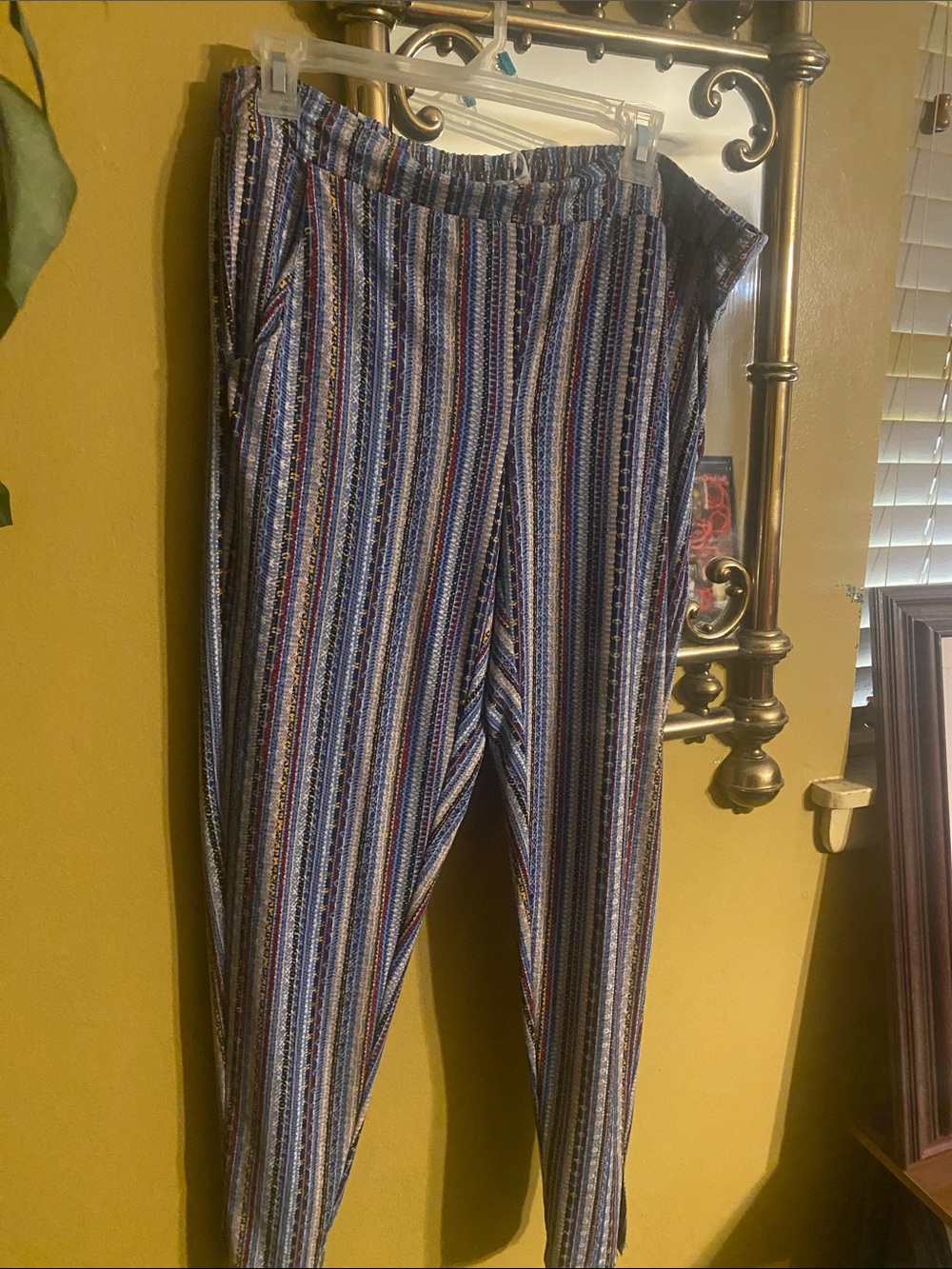BCBGeneration Blue Multi-Stripe Skinny Pants
